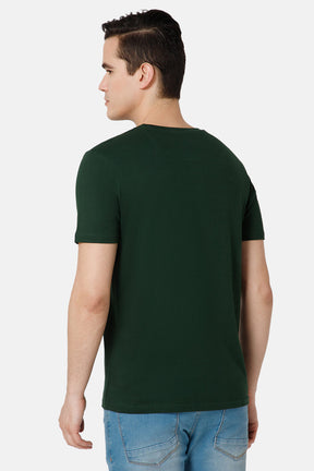 Enhance Printed Crew Neck Men's Casual T-Shirts - Green - TS35