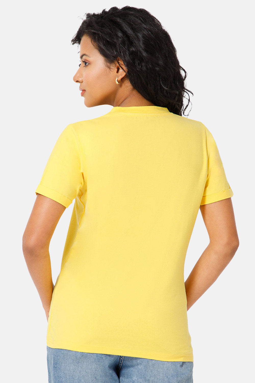 Jusperf Women Half Sleeve Crew Neck T-shirt  - Mustard - SD18