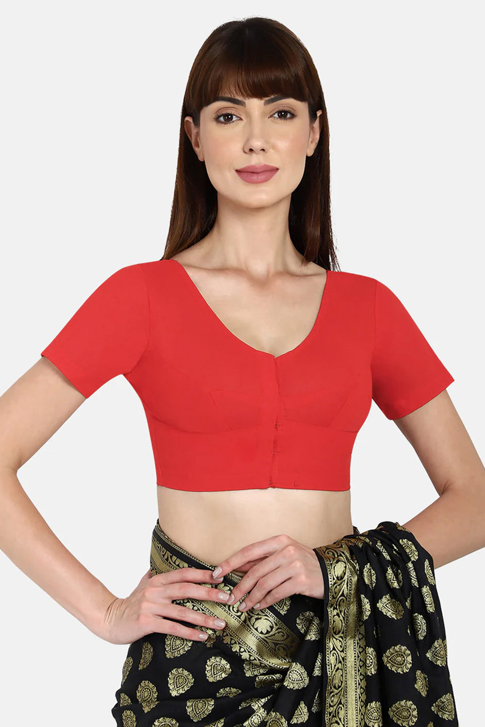 Naidu Hall Round neck short sleeve blouse - Coral