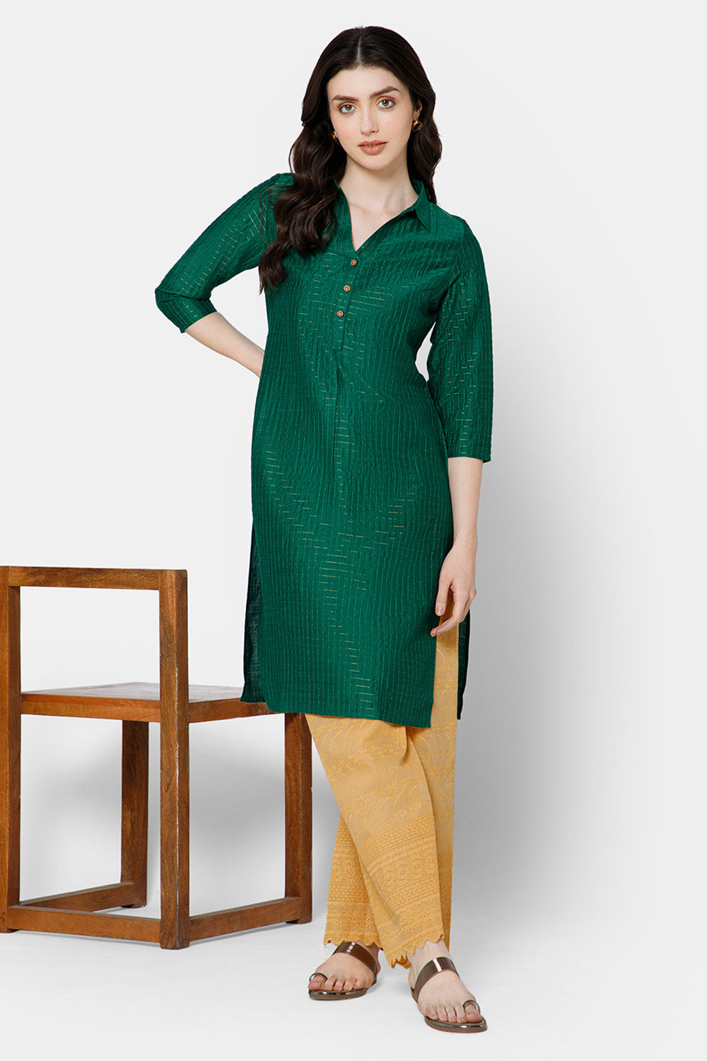 Mythri Women's Kurthi Anarkali Casual wear - Green - KU65