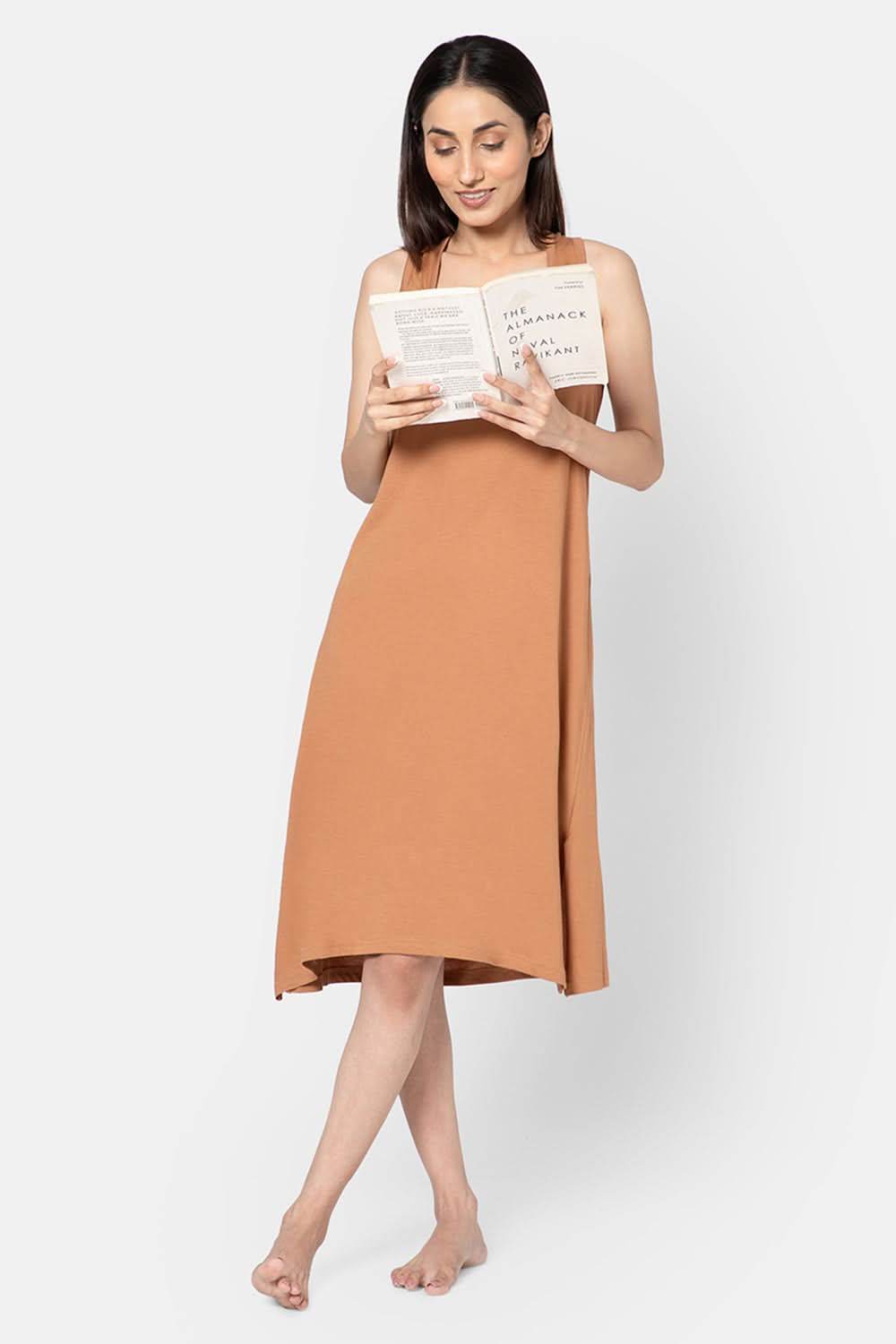 Intimacy Full Coverage Knee-Length Cotton Night Slip | Lightweight & Summer-Friendly Nightwear - Naidu Hall Family Store