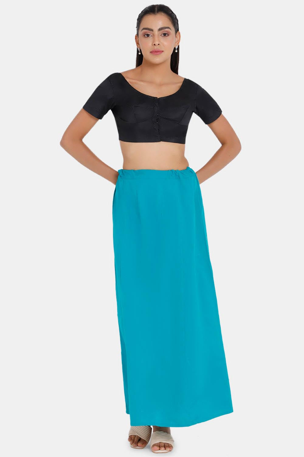 Premium 100% Cotton Saree Inskirt in Popular Colors | Naidu 6-Part Saree Hall Petticoat HC36 | Teals