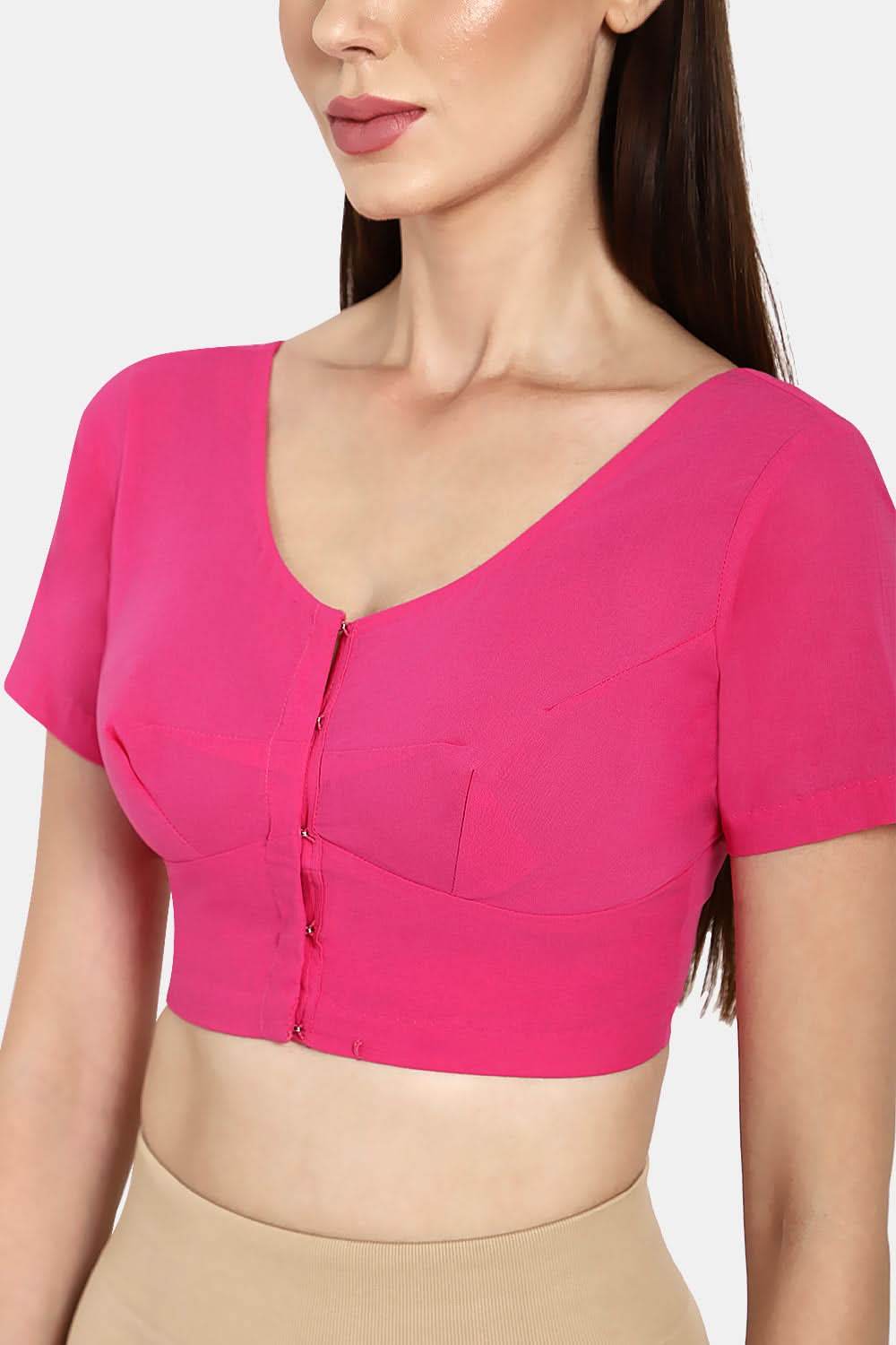 Naidu Hall Round neck short sleeve blouse - Fuchsia - Naidu Hall Family Store
