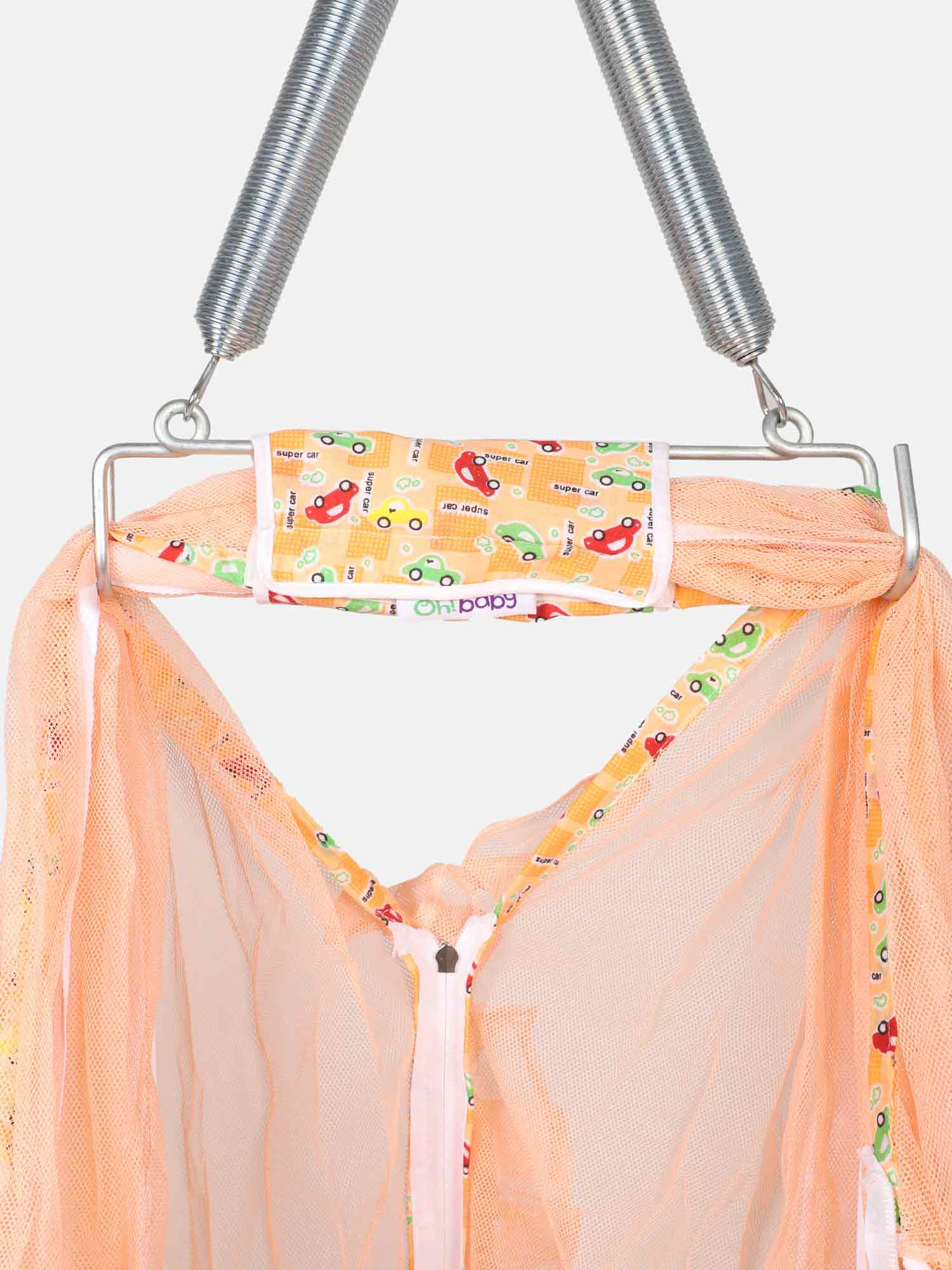 Oh Baby Printed Thuli Mosquito Net Cotton Bed - Orange