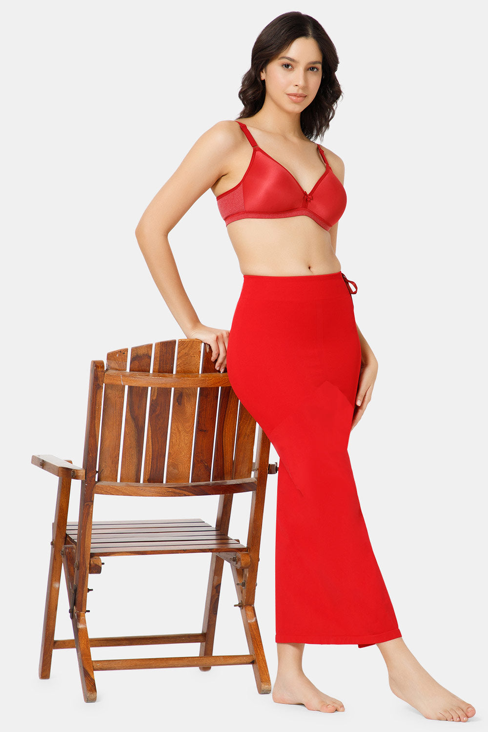Intimacy Seamless Sweat Absorbent Mermaid Saree Shapewear - Red - SW02