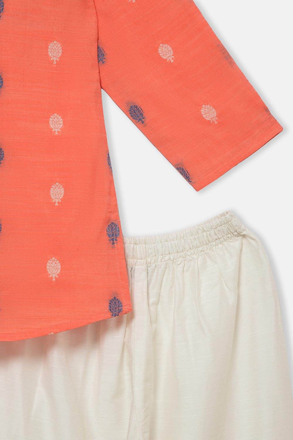 Navkrish Navkrish Boys Kurta Pajama Set – Mandarin Collar Full Button Placket and Pajama Pants - Peach - S020 - Naidu Hall Family Store