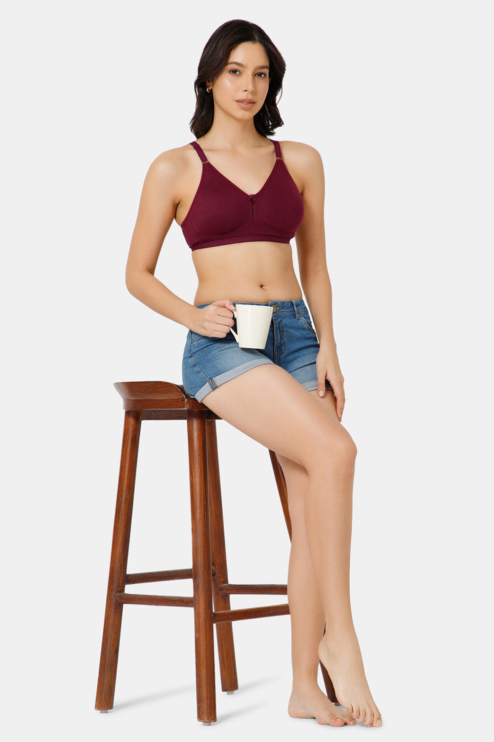 Naidu Hall High Coverage Non-Padded T-Shirt Bra- Wine