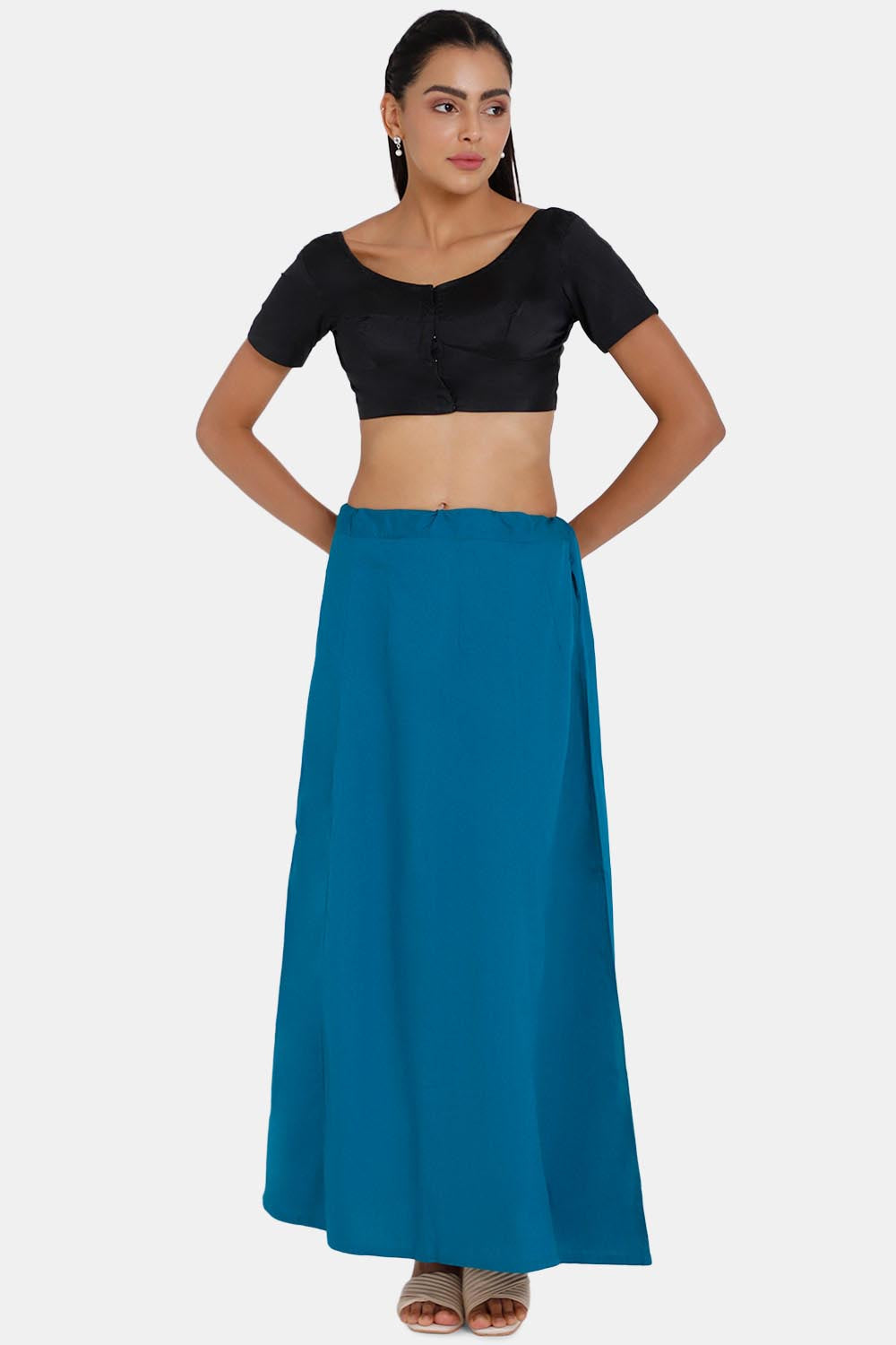 Premium 100% Cotton Saree Inskirt in Popular Colors | Naidu 6-Part Saree Hall Petticoat HC36 | Teals