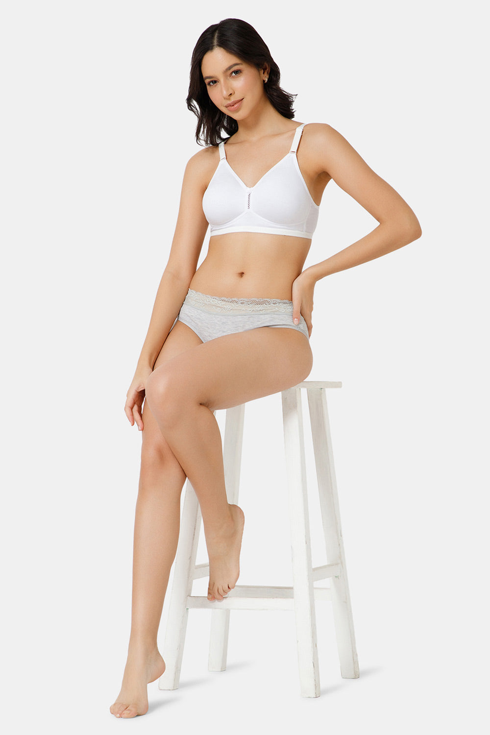 Naidu Hall High Coverage Non-Padded Non-Wired Everyday T-Shirt Bra-White
