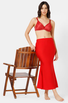 Buy Secrets By Zerokaata Women Red Solid Mermaid Fit Saree Shapewear online