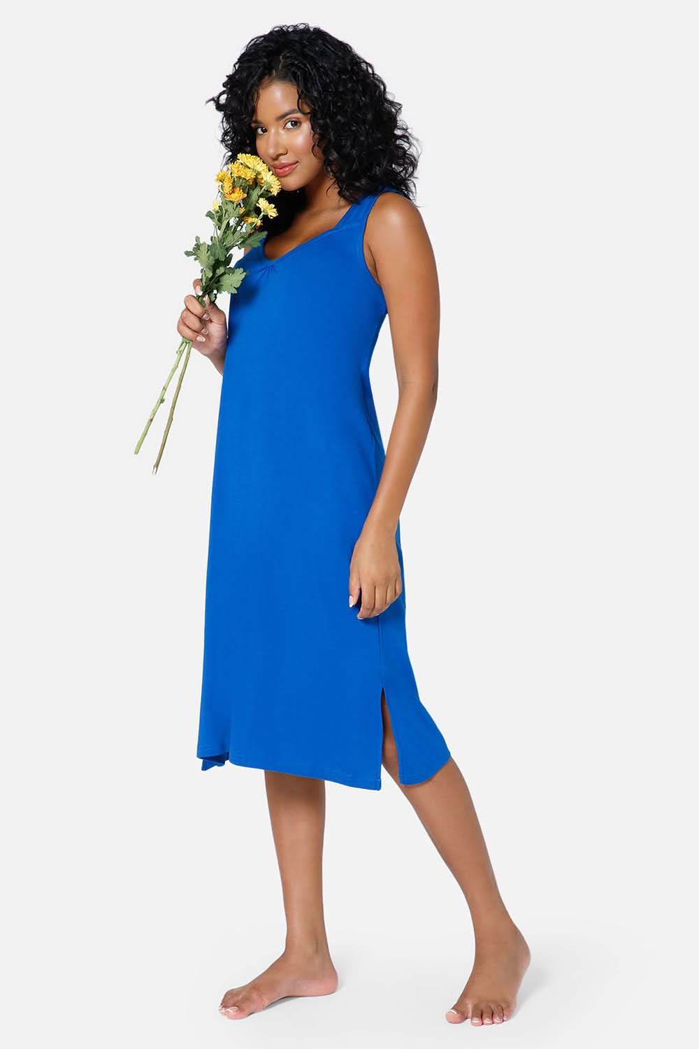 Intimacy Full Coverage Knee-Length Cotton Night Slip | Lightweight & Summer-Friendly Nightwear - Naidu Hall Family Store