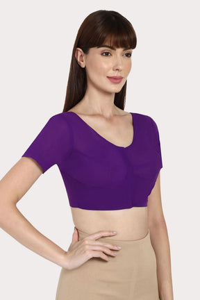 Naidu Hall Round neck short sleeve blouse - Indigo