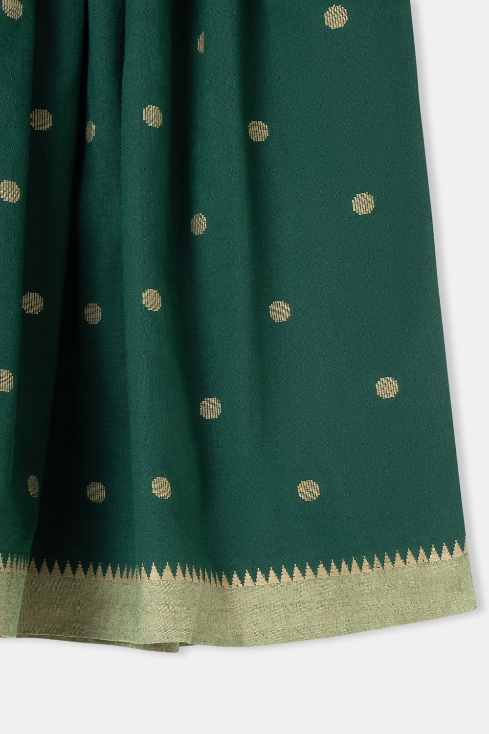 Chittythalli Asymetrical Neckline Puff Sleeves Ethnic Pavadai Set - Green - PS50