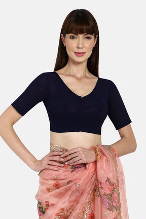 Naidu Hall Round neck long sleeve blouse - Navy Blue