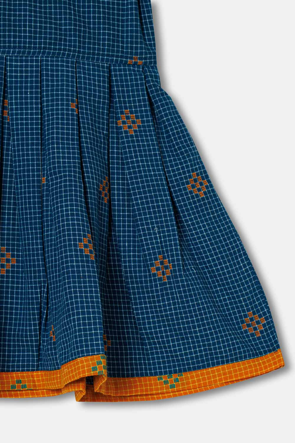 Chittythalli Girls Ethnic Wear Frock Handloom Cotton Relaxed Fit  - Blue - FR23