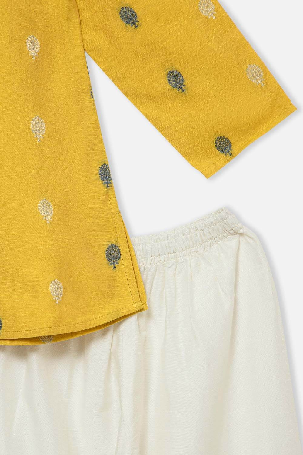 Navkrish Navkrish Boys Kurta Pajama Set – Mandarin Collar Full Button Placket and Pajama Pants - Yellow - S020 - Naidu Hall Family Store