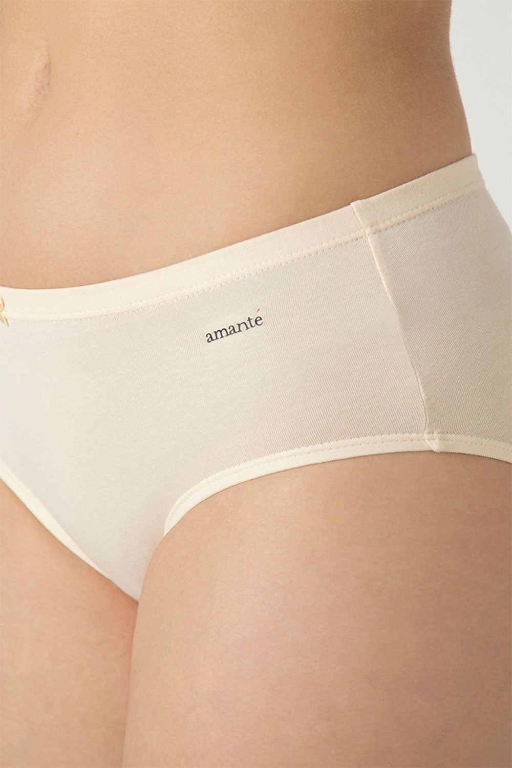 Amante Women's Cotton Hipster Panties Pack of 3 – Mid Rise Soft Stretch Breathable Everyday Underwear with Full Back Coverage - PPK43005