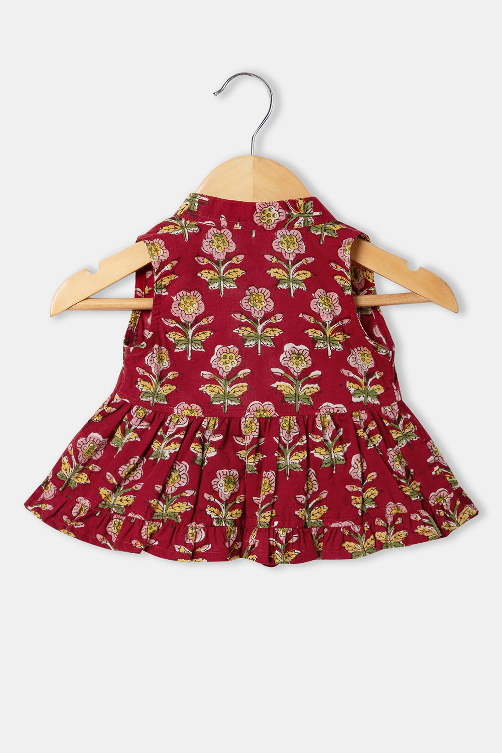 Chittythalli Girls Cottton Round Neck Frock with Mandarian Collar Overcoat - FR31