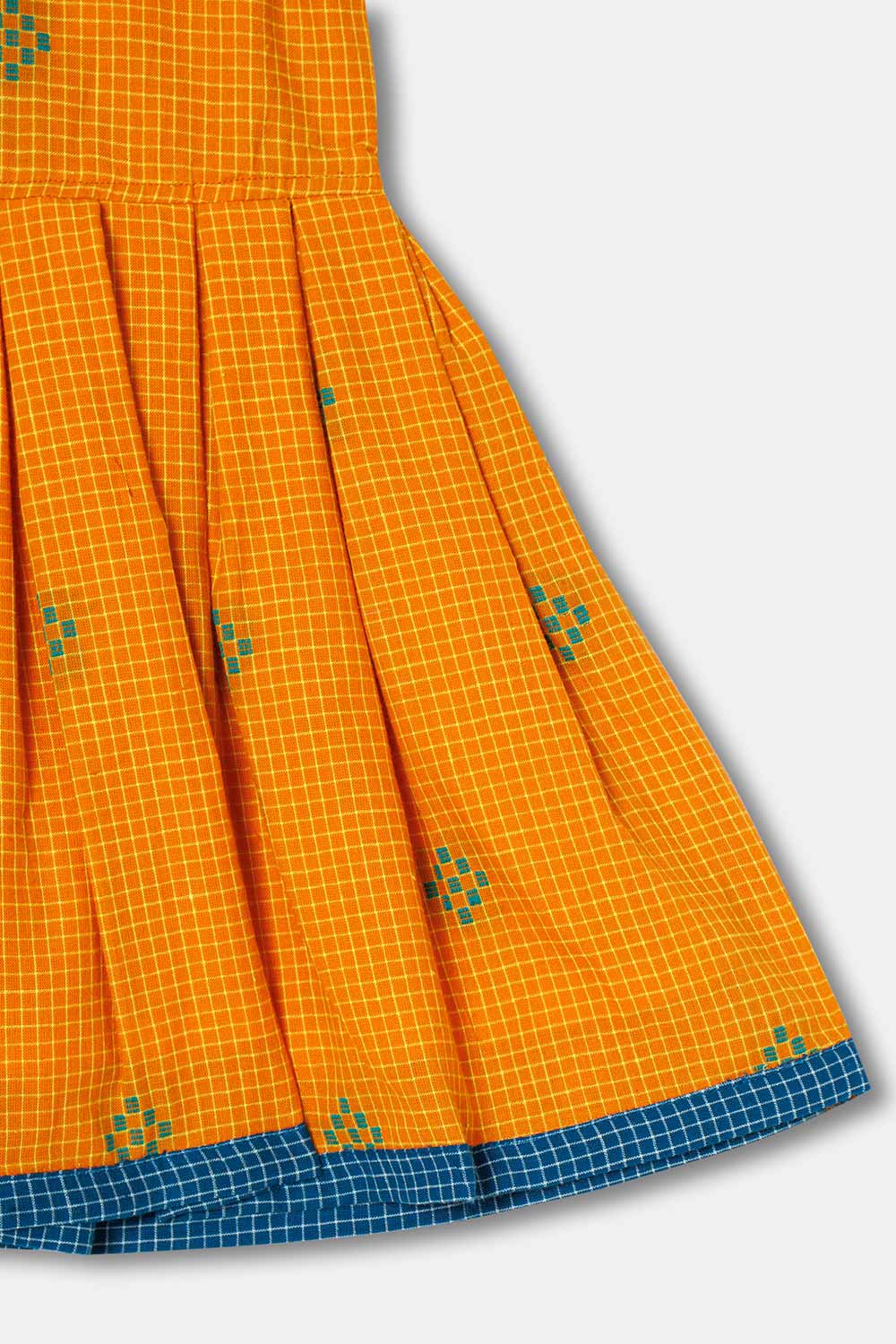 Chittythalli Girls Ethnic Wear Frock Handloom Cotton Relaxed Fit  - Yellow  - FR23