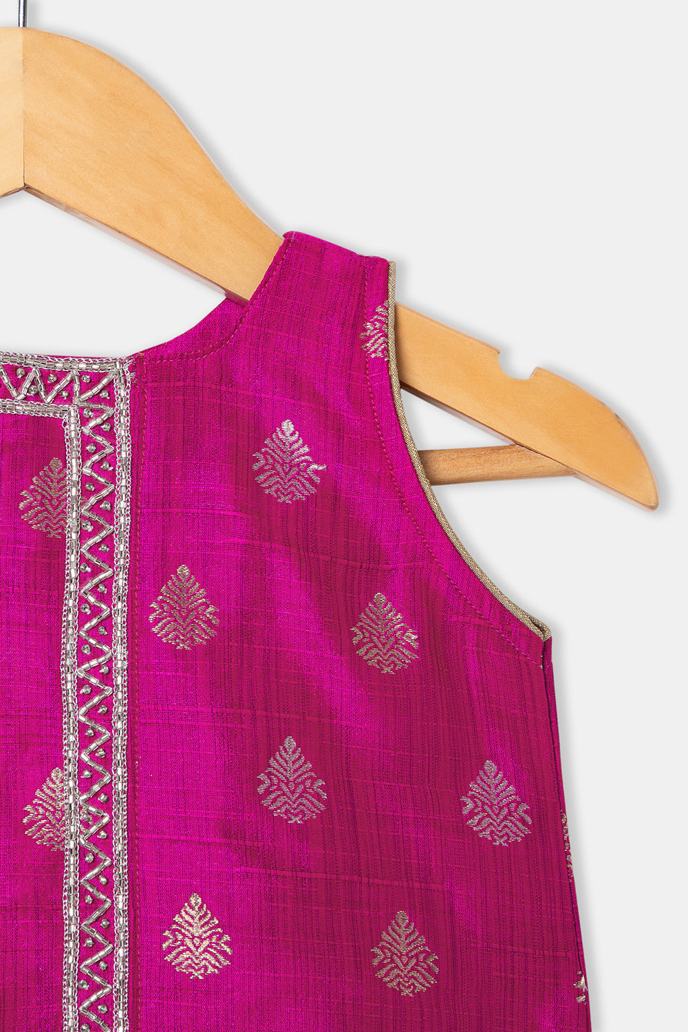 Chittythalli Asymetrical Neckline Sleeveless Ethnic Pavadai Set - Pink - PS77