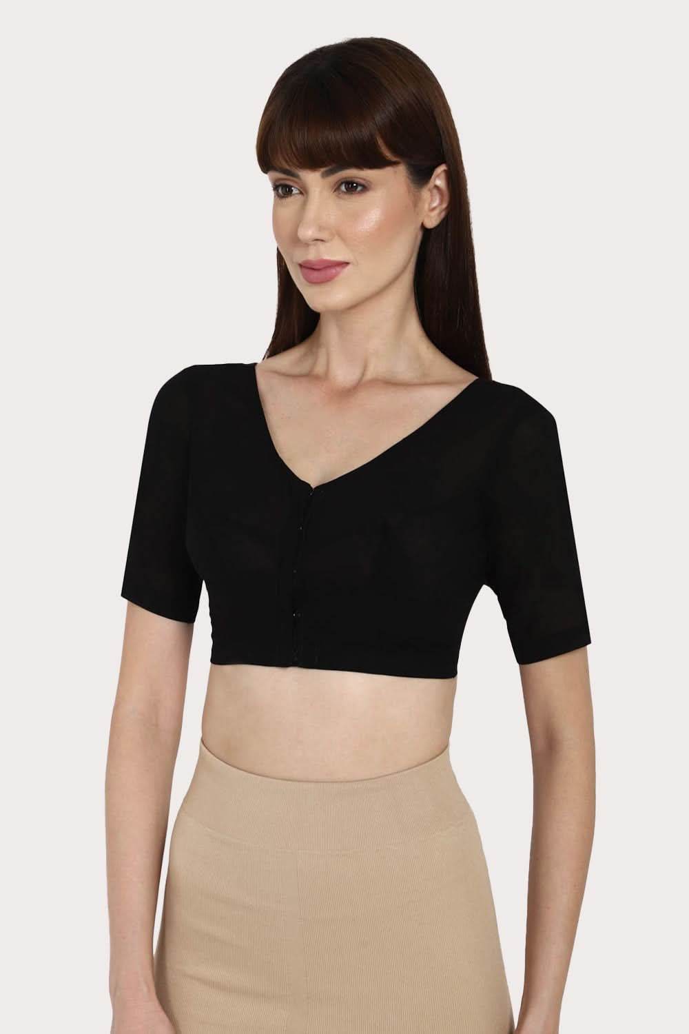 Naidu Hall Round neck long sleeve blouse - Black - Naidu Hall Family Store