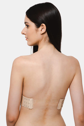 Intimacy Low Coverage Strap Free Multioptional Transparent Padded Backless Bra - Skin