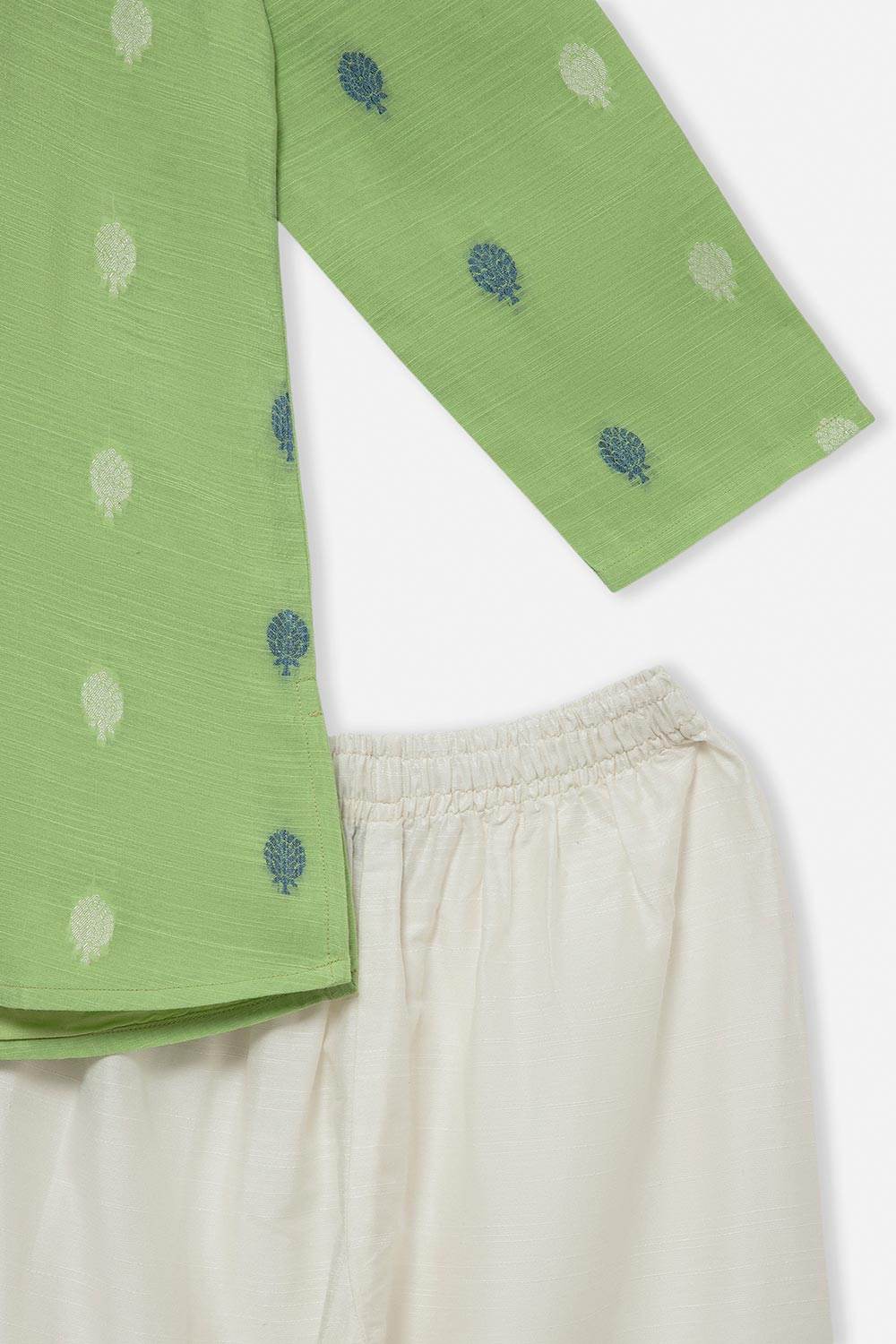 Navkrish Navkrish Boys Kurta Pajama Set – Mandarin Collar Full Button Placket and Pajama Pants - Green - S020 - Naidu Hall Family Store