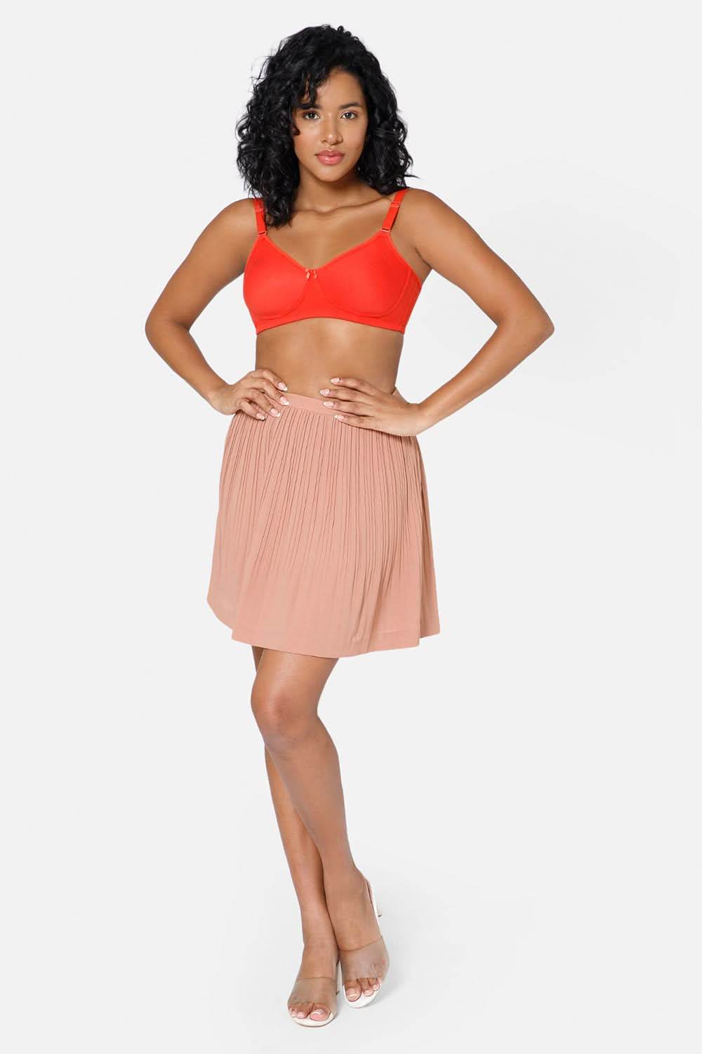 Everyday Full Coverage Non-Padded Intimacy T-Shirt Saree Bra - Fiery Red - DEFC - Naidu Hall Family Store