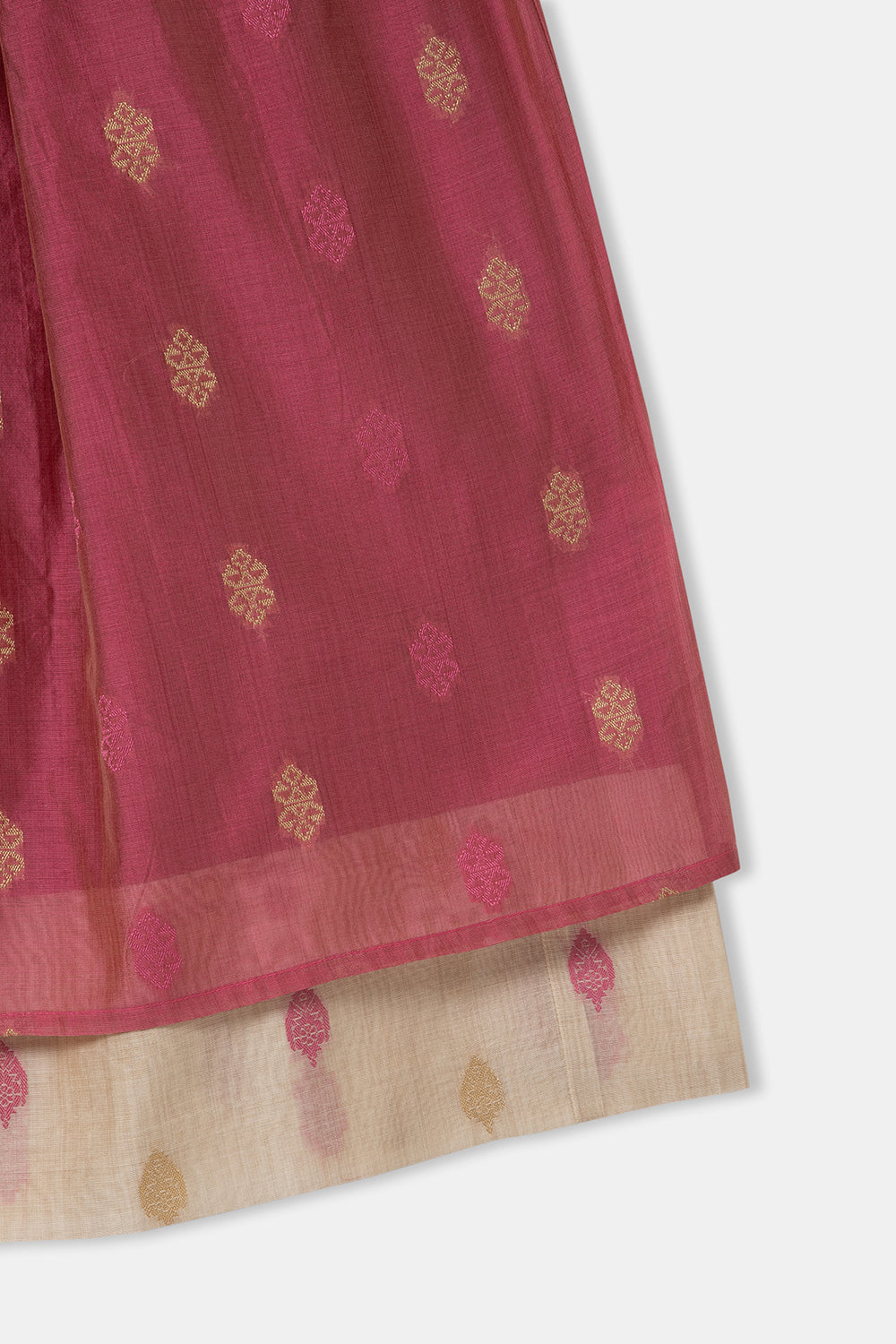 Chittythalli Ruffle Detailing Short Sleeve Ethnic Pavadai Set - Pink - PS28