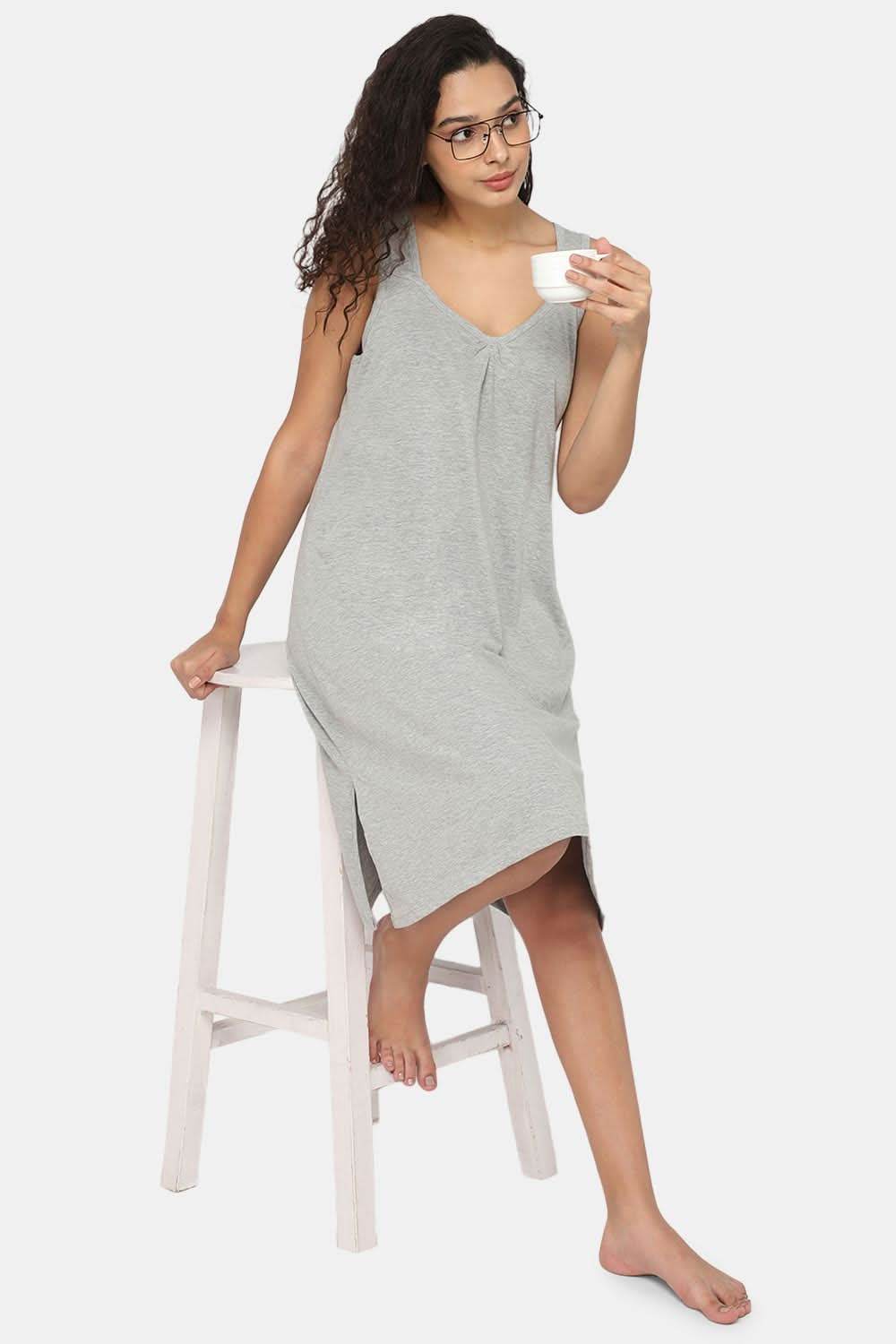 Intimacy Full Coverage Knee-Length Cotton Night Slip | Lightweight & Summer-Friendly Nightwear - Naidu Hall Family Store