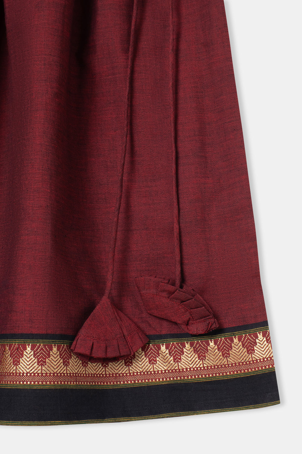 Chittythalli Stylised Collar Puff Sleeves Ethnic Pavadai Set - Maroon - PS67