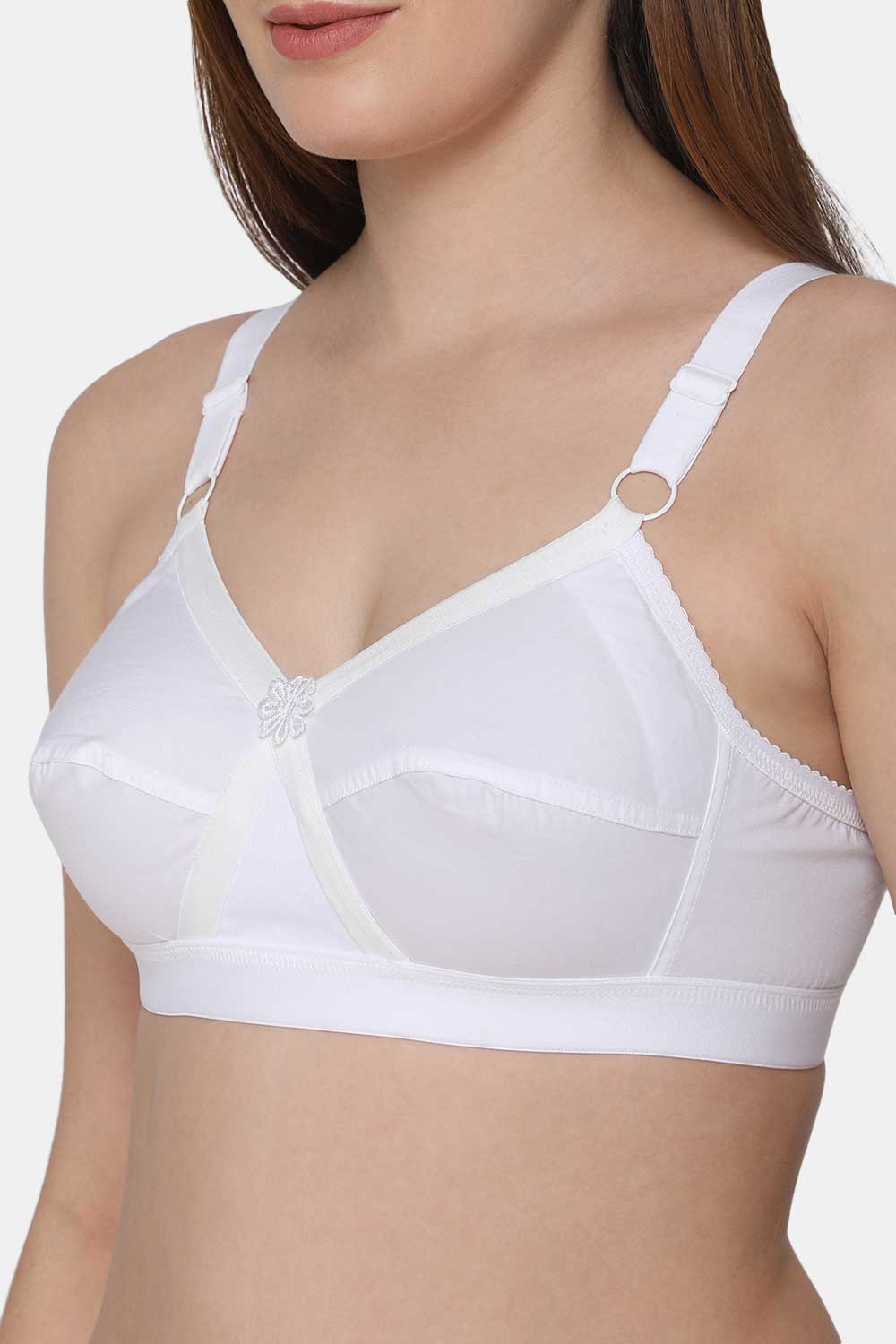 Intimacy Full Figure Women's White Cotton Non-Wired Everyday Bra-FLFG