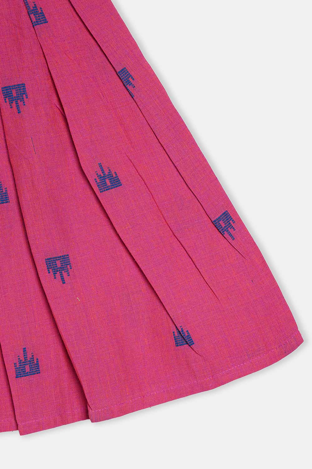 Chittythalli Girls Ethnic Frock Cotton Sleeveless Dress with Peter Pan Collar, Knife Pleats and Gathered Skirt- Purple - FR40