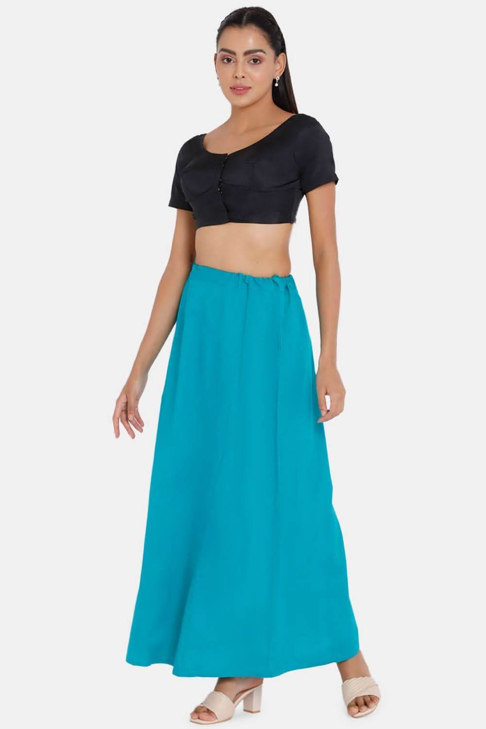 Premium 100% Cotton Saree Inskirt in Popular Colors | Naidu 6-Part Saree Hall Petticoat HC36 | Teals