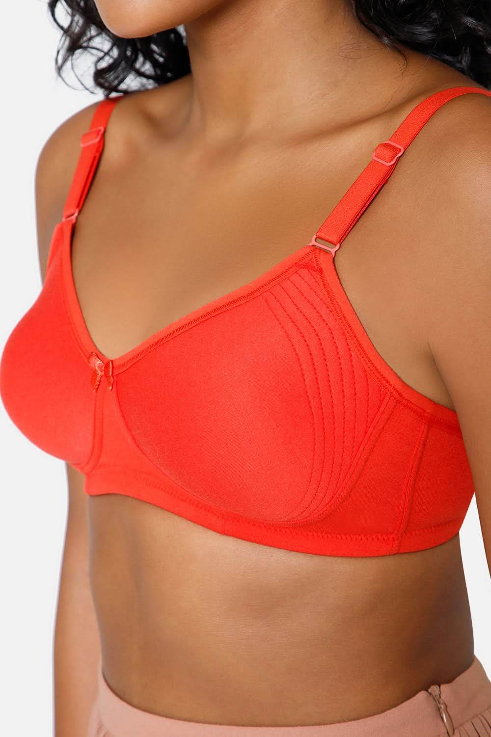 Everyday Full Coverage Non-Padded Intimacy T-Shirt Saree Bra - Fiery Red - DEFC - Naidu Hall Family Store