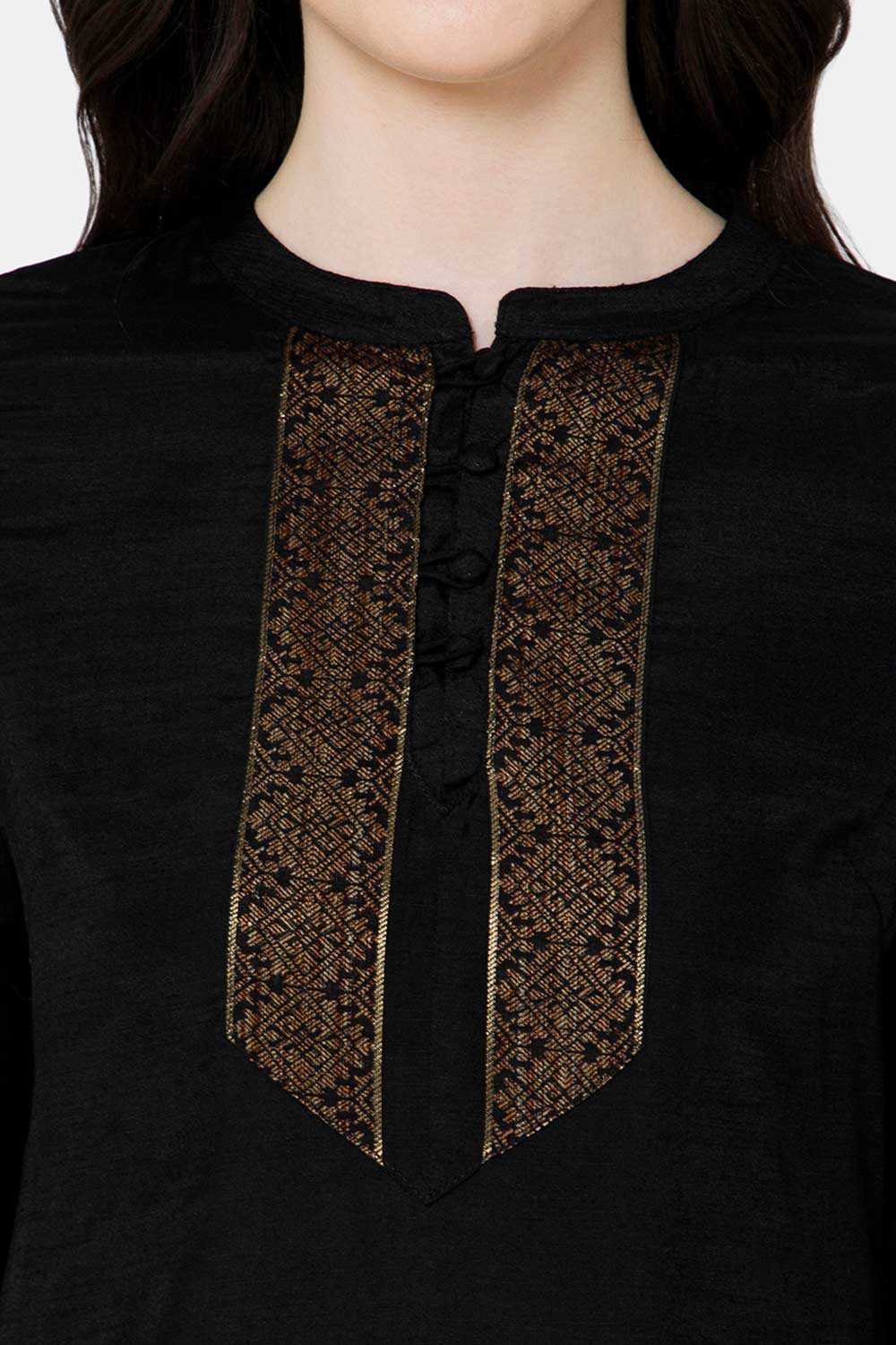 Mythri Women's Ethnic Wear Straight kurta - Black - KU53
