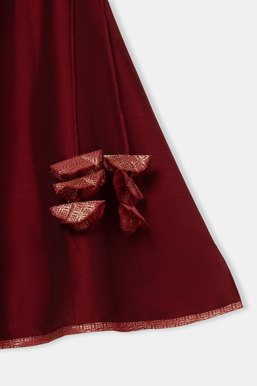 Chittythalli Girls Pavadai Skirt and Top Set Traditional Indian Outfit Festive Ethnic Wear with Puff Sleeves - Maroon - PS33