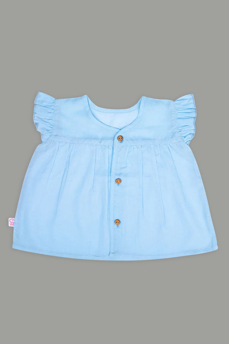 Oh Baby Solid Front Button Vest Frill Sleeve - FV01