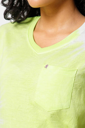 Jusperf Women Half Sleeve V-Neck T-shirt  - Green - SD11