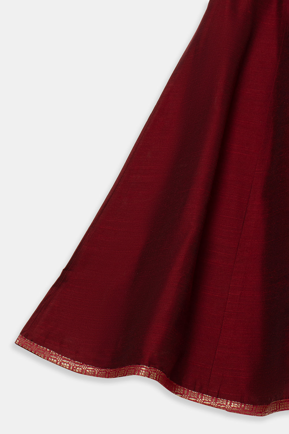 Chittythalli Girls Pavadai Skirt and Top Set Traditional Indian Outfit Festive Ethnic Wear with Puff Sleeves - Maroon - PS33