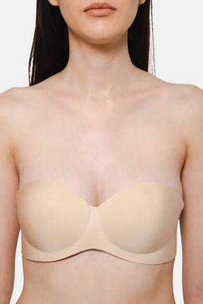 Intimacy Low Coverage Strap Free Multioptional Transparent Padded Backless Bra - Skin