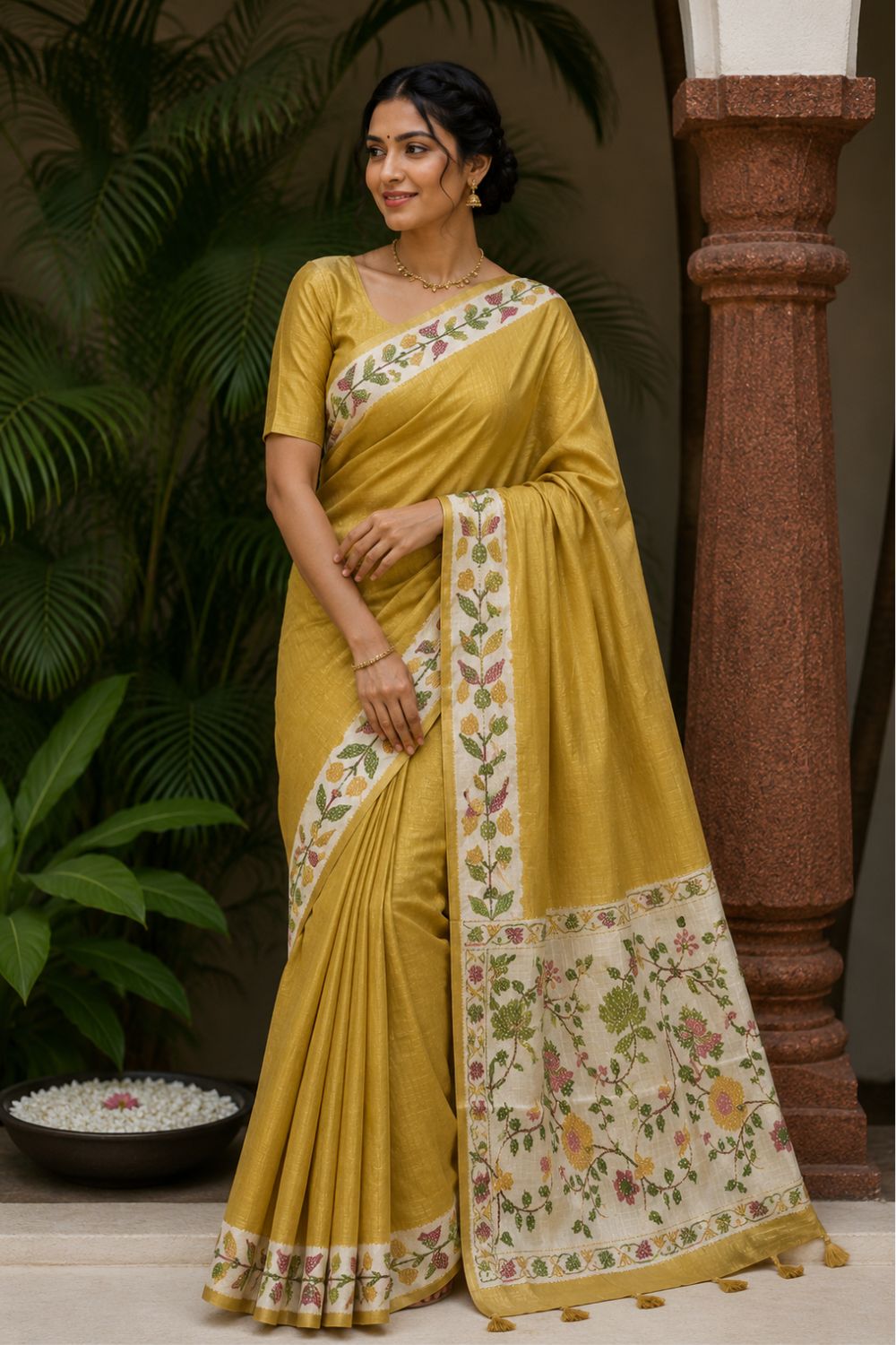 Women's Art Silk Tussar Silk Printed Saree with Blouse | Designer Ethnic Saree for Women | Festive, Wedding & Traditional Wear - Mehendi Green - 5266