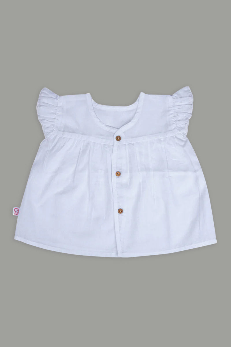 Oh Baby Solid Front Button Vest Frill Sleeve - FV01