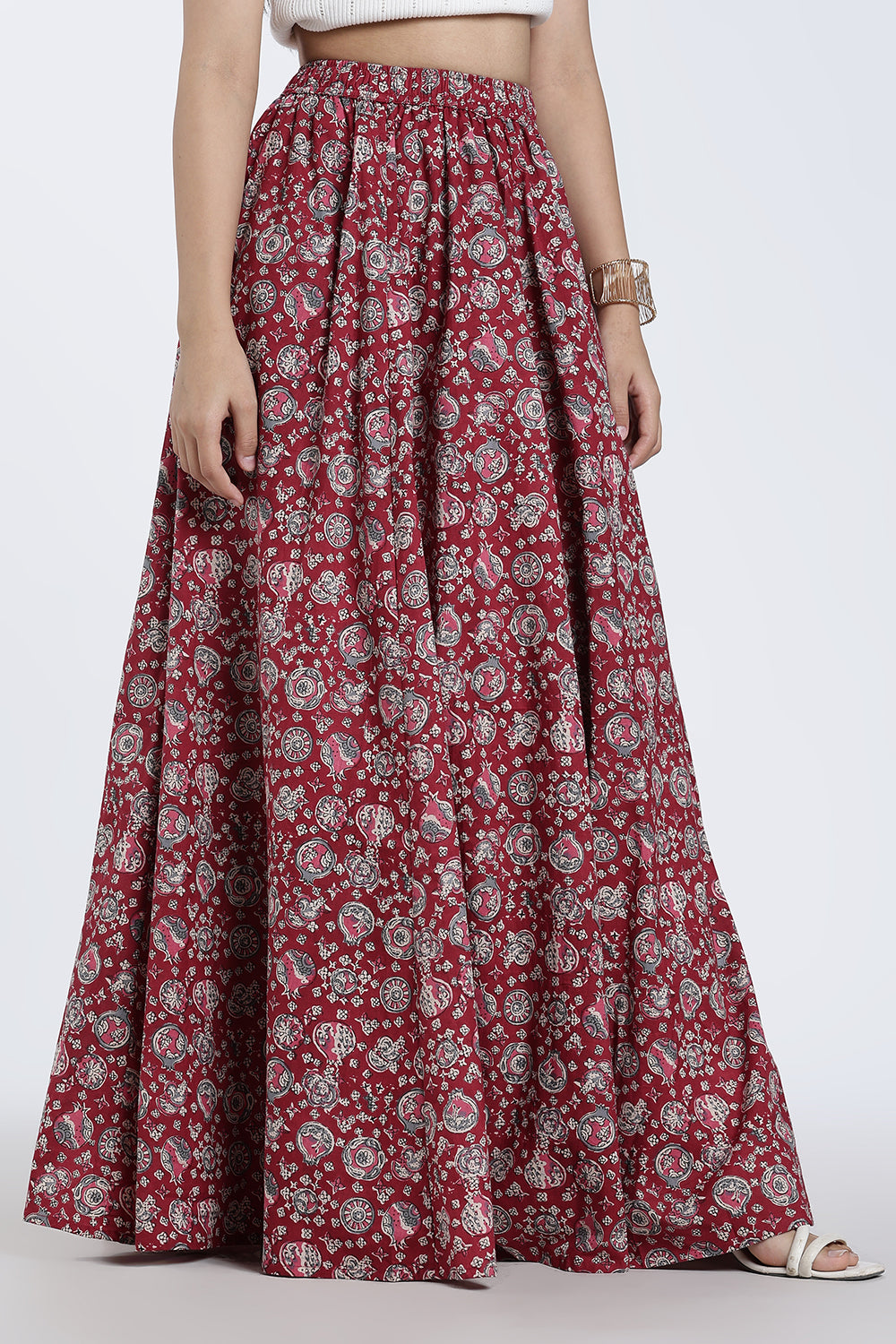 Mythri Women’s Cotton Blend Kali Skirt – Full Length Jaipur Print Flared Ethnic Skirt for Women - SK05