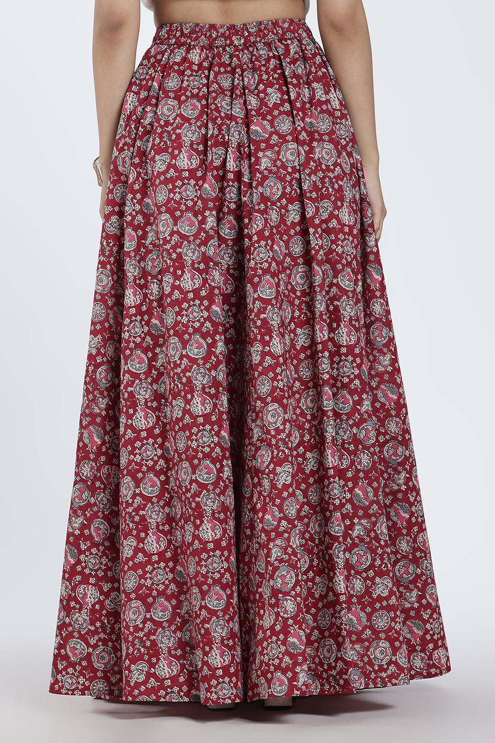 Mythri Women’s Cotton Blend Kali Skirt – Full Length Jaipur Print Flared Ethnic Skirt for Women - SK05