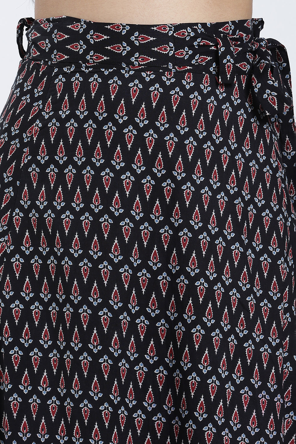 Mythri Women’s Geometric Print Wrap Skirt – Cotton Blend Tie-Up Long Skirt for Women | Indo-Western Casual Wear - SK08