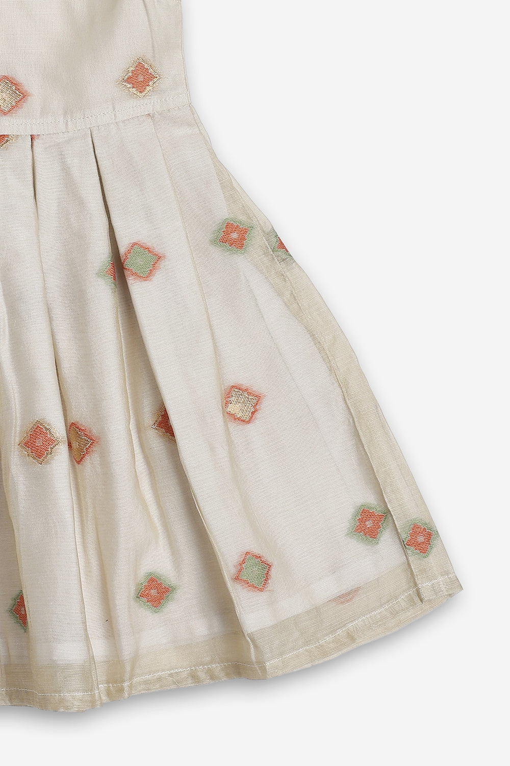 Chittythali Girls Chanderi Ethnic Frock | Peter Pan Collar Dress for Girls | Front Open Party Wear Frock | Traditional Kids Dress for Festive, Wedding & Occasion Wear - FR26