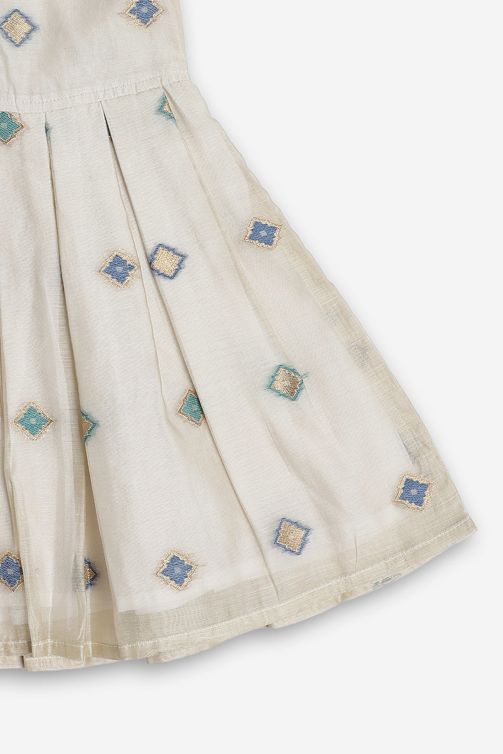 Chittythali Girls Chanderi Ethnic Frock | Peter Pan Collar Dress for Girls | Front Open Party Wear Frock | Traditional Kids Dress for Festive, Wedding & Occasion Wear - FR26