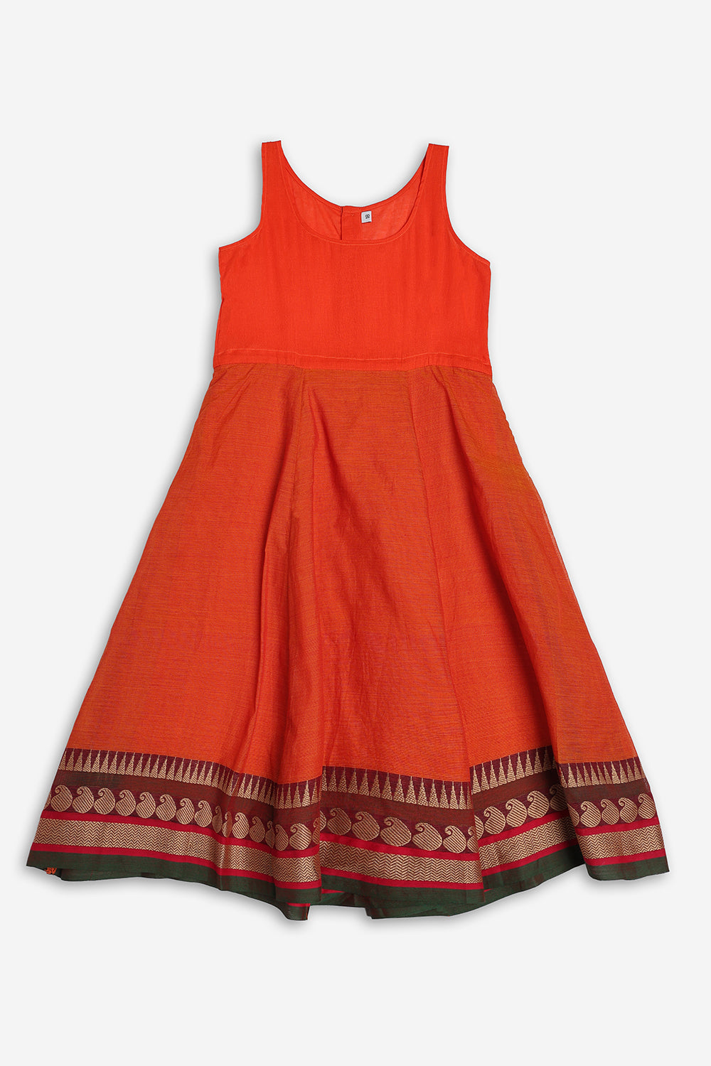 Chittythali Girls Handloom Kanchi Cotton Pavadai Set | Traditional Front Open Top & Kali Skirt Set | Ethnic Wear for Girls | Temple, Festive, Wedding & Occasion Wear - PS18