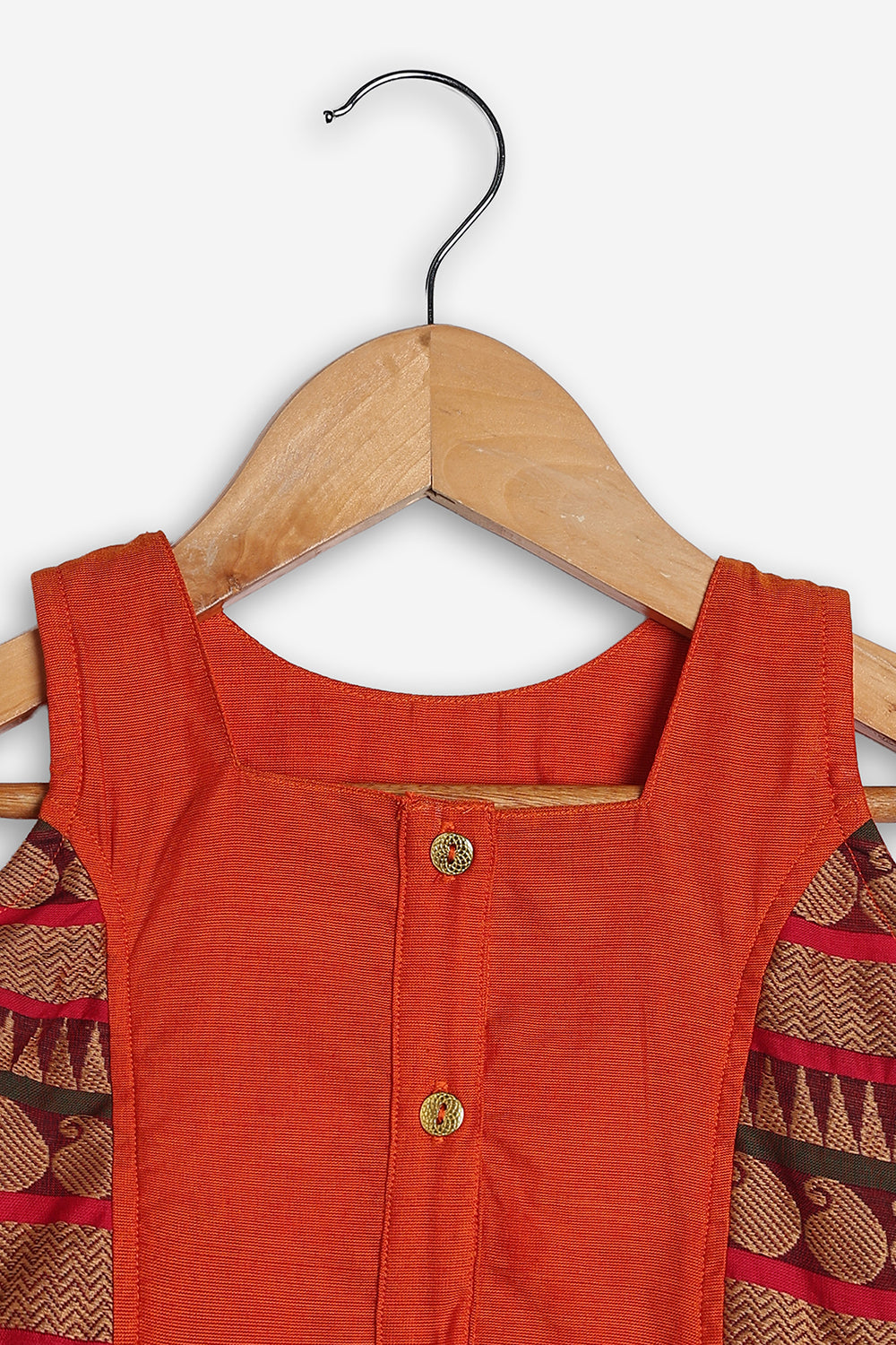 Chittythali Girls Handloom Kanchi Cotton Pavadai Set | Traditional Front Open Top & Kali Skirt Set | Ethnic Wear for Girls | Temple, Festive, Wedding & Occasion Wear - PS18